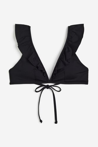 Wattiertes Triangel-Bikinitop Schwarz, Bikini-Oberteil in Größe 38. Farbe: - H&M - Modalova