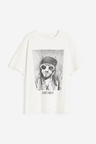 Oversize-T-Shirt mit Druck Cremefarben/Kurt Cobain in Größe S. Farbe: - H&M - Modalova