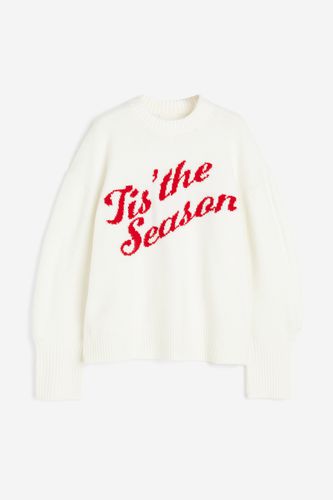 Oversized Pullover in Jacquardstrick Cremefarben/Tis' the Season Größe M. Farbe: Cream/tis' season - H&M - Modalova