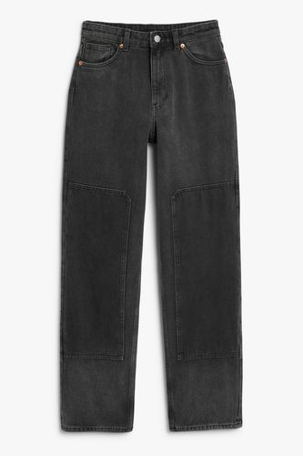 Highwaist-Jeans in verwaschenem Schwarz Verwaschenes, Straight Größe W 24. Farbe: - Monki - Modalova