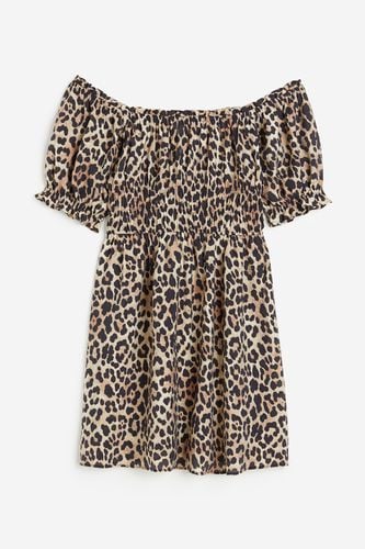 Off-Shoulder-Kleid Beige/Leopardenprint, Alltagskleider in Größe S. Farbe: - H&M - Modalova