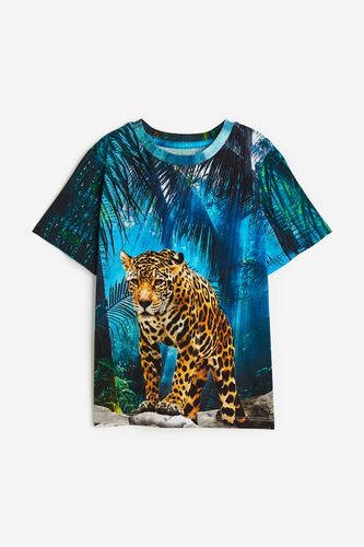 Bedrucktes T-Shirt aus Jersey Blau/Leopard, T-Shirts & Tops in Größe 92. Farbe: - H&M - Modalova