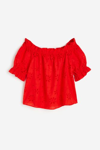 Off-Shoulder-Bluse mit Broderie Anglaise Rot, Blusen in Größe L. Farbe: - H&M - Modalova