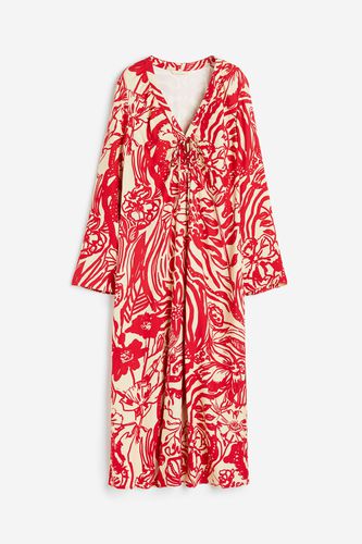 Gemustertes Kleid mit Bindedetail Hellbeige/Rot geblümt, Alltagskleider in Größe XS. Farbe: - H&M - Modalova