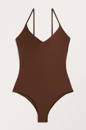 Gerippter brauner Badeanzug mit schmalen Trägern Braun, Badeanzüge in Größe XXS. Farbe: - Monki - Modalova