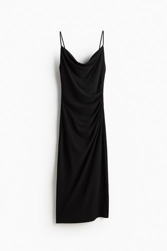 Drapiertes Kleid mit Wasserfall-Ausschnitt Schwarz, Alltagskleider in Größe XL. Farbe: - H&M - Modalova
