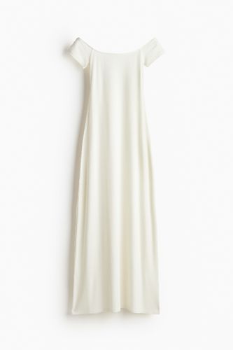 Schulterfreies Kleid in Rippstrick Cremefarben, Alltagskleider Größe XS. Farbe: - H&M - Modalova