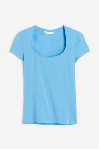 T-Shirt mit U-Ausschnitt Blau in Größe L. Farbe: - H&M - Modalova