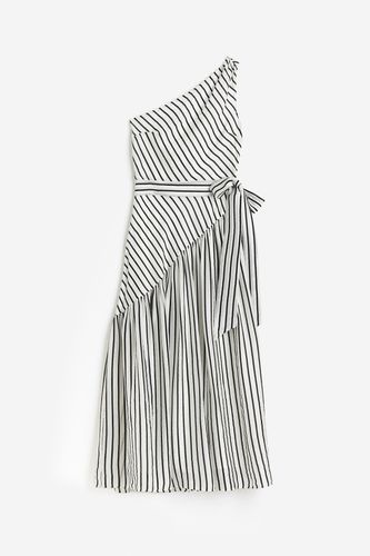 One-Shoulder-Kleid aus Lyocellmix Weiß/Schwarz gestreift, Alltagskleider in Größe 32. Farbe: - H&M - Modalova
