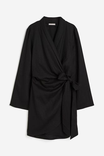 Wickelkleid aus Leinenmischung Schwarz, Alltagskleider in Größe S. Farbe: - H&M - Modalova