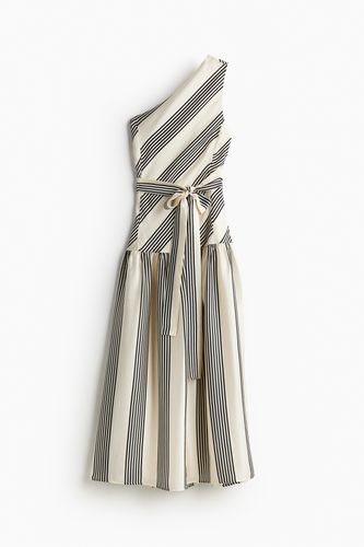 One-Shoulder-Kleid Cremefarben/Gestreift, Alltagskleider in Größe 50. Farbe: - H&M - Modalova