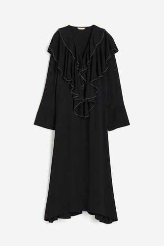 Viskosekleid mit Volantbesatz Schwarz, Alltagskleider in Größe M. Farbe: - H&M - Modalova