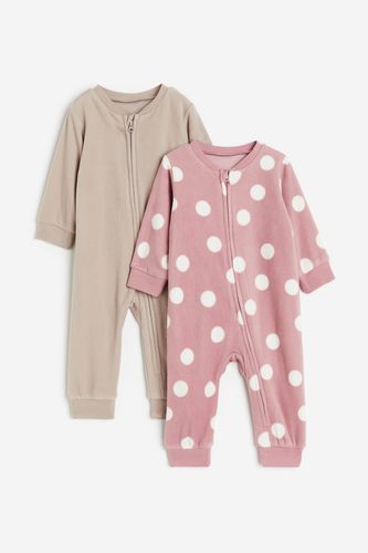 Er-Pack Fleece-Schlafanzüge mit Reißverschluss Rosa/Gepunktet, Pyjamas in Größe 50. Farbe: - H&M - Modalova