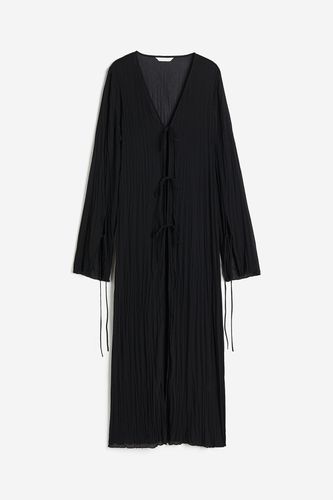 Faltenkleid mit Bindebändern Schwarz, Alltagskleider in Größe XS. Farbe: - H&M - Modalova