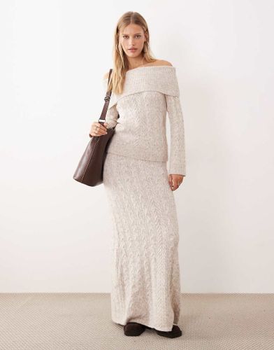 Jupe longue d'ensemble en maille torsadée aspect laine - Grège - 4Th & Reckless - Modalova