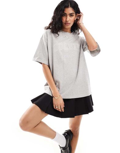 T-shirt oversize grigia con logo soleil ricamato - 4th & Reckless - Modalova