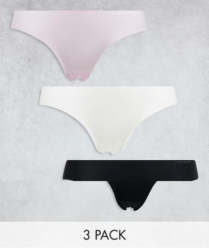 Cotton On - Confezione da 3 slip bikini neri bianchi e rosa con dettagli in pizzo - Cotton:On - Modalova