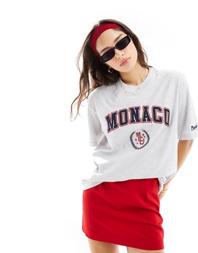 Cotton On - T-shirt grigia stile college oversize con grafica "Monaco" - Cotton:On - Modalova