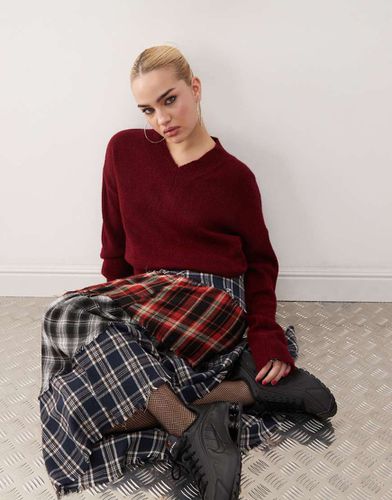 Maglione bordeaux con scollo a V - Collusion - Modalova