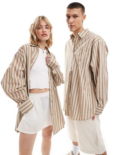 Camicia oversize unisex a righe beige - Collusion - Modalova