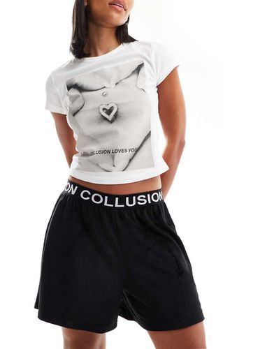 Pantaloncini boxer neri in jersey velour - Collusion - Modalova