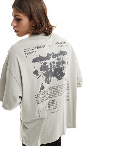 T-Shirt color pietra con stampa band Forever - Collusion - Modalova