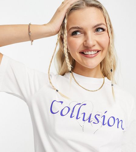 T-shirt bianca con logo con strass - Collusion - Modalova