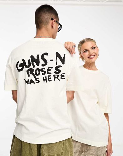 Unisex - T-shirt beige con stampa "Guns N' Roses" su licenza - Collusion - Modalova