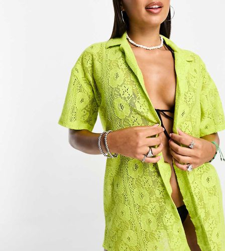 Vestito da mare corto in pizzo lime - Collusion - Modalova