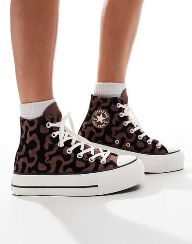 Chuck Taylor All Star Hi Lift - Sneakers alte nere e marroni con stampa animalier e suola rialzata - Converse - Modalova