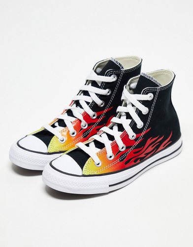 Chuck Taylor All Star - Sneakers alte nere con motivo di fiamme - Converse - Modalova