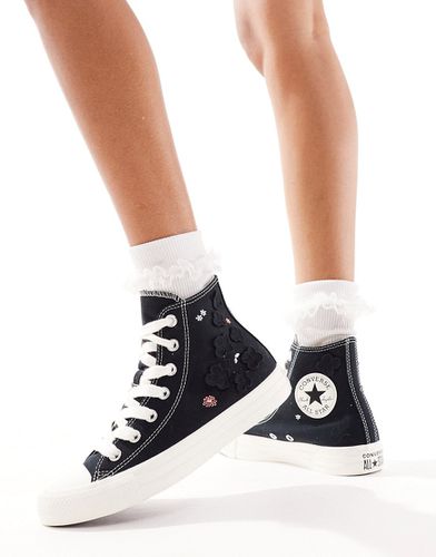 Chuck Taylor All Star Hi - Sneakers alte stringate nere con lacci grossi e fiori in organza - Converse - Modalova