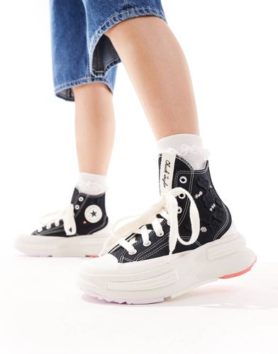 Run Star Legacy CX Hi - Sneakers alte nere con fiori in organza - Converse - Modalova