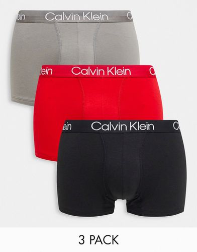 Confezione da 3 boxer aderenti rosso, nero e grigio - Calvin Klein - Modalova