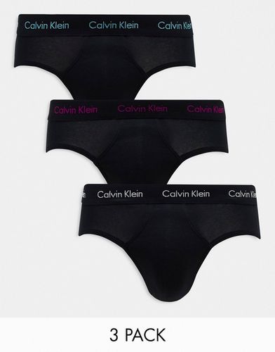 Confezione da 3 slip neri con fascia in vita con logo colorato - Calvin Klein - Modalova