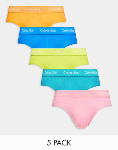 Confezione da 5 slip multicolore verde, , rosa con fascia in vita con logo - Calvin Klein - Modalova