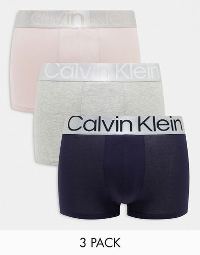 Cotton Steel - Confezione da 3 boxer aderenti elasticizzati - Calvin Klein - Modalova