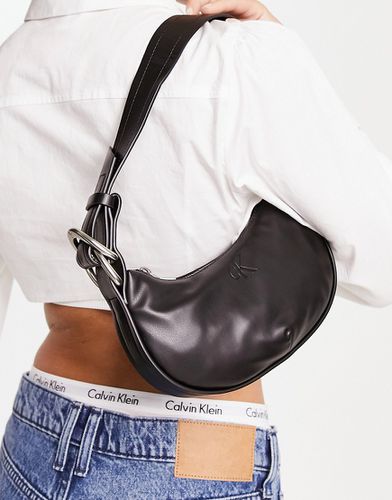Borsa da spalla nera in pelle sintetica con logo a monogramma - Calvin Klein Jeans - Modalova