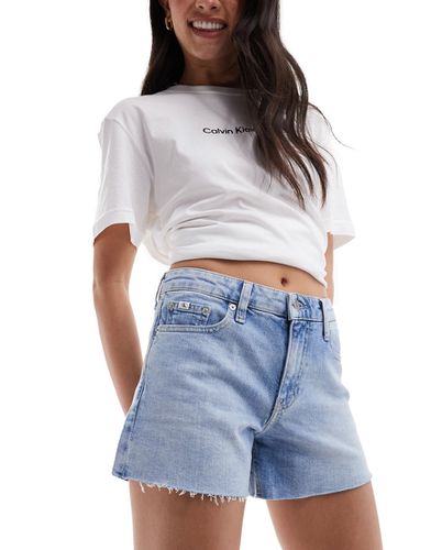 Pantaloncini a vita medio alta lavaggio chiaro - Calvin Klein Jeans - Modalova