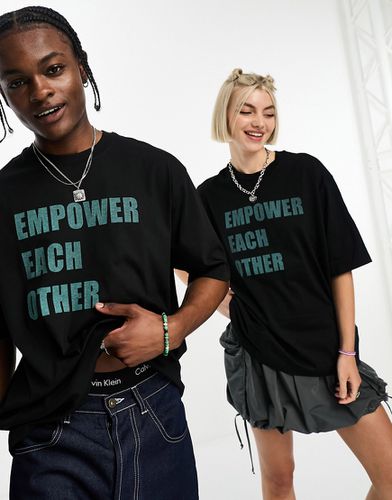 Pride - T-shirt oversize unisex nera con scritta Empower - Calvin Klein Jeans - Modalova