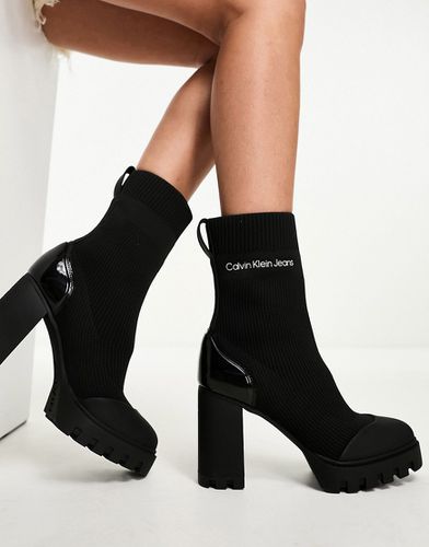 Stivaletti a calza neri in maglia con plateau - Calvin Klein Jeans - Modalova
