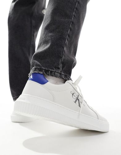 Sneakers stringate bianche e blu con suola spessa cupsole - Calvin Klein Jeans - Modalova