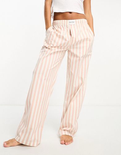 Pantaloni del pigiama beige a righe con fascia in vita con logo - Calvin Klein - Modalova