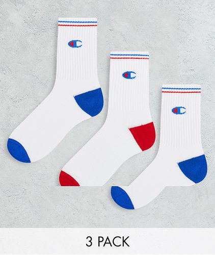 Confezione da 3 paia di calzini bianchi, blu e rossi e con logo - Champion - Modalova
