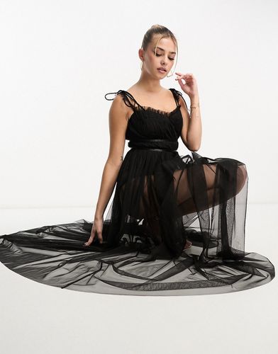 Vestito lungo trasparente nero con body inferiore - Anaya - Modalova