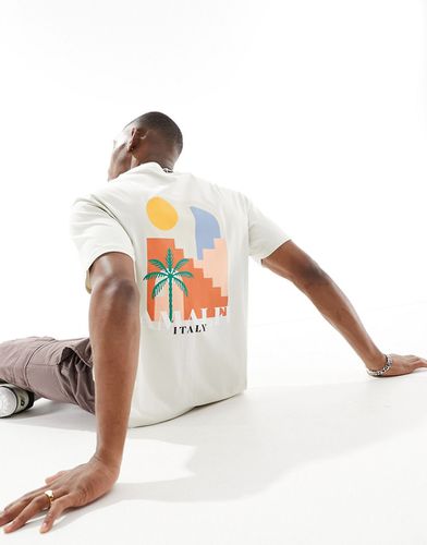 T-shirt squadrata color chiaro con stampa di Amalfi - Another Influence - Modalova