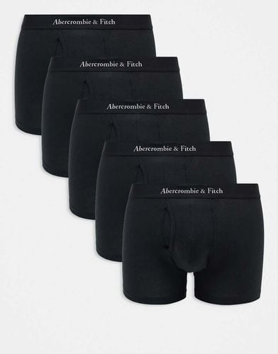 Confezione da 5 boxer neri con logo a contrasto - Abercrombie & Fitch - Modalova