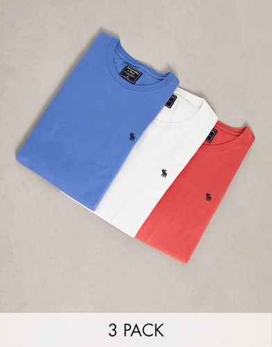 Confezione da 3 T-shirt rosso/bianco/blu mélange con logo - Abercrombie & Fitch - Modalova