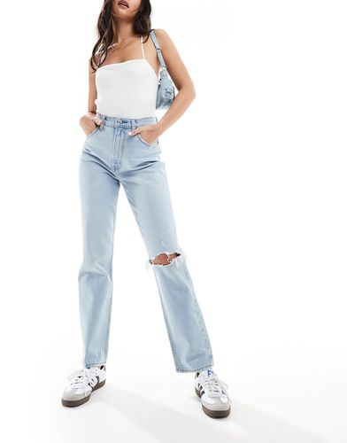 Jeans dritti anni '90 lavaggio chiaro con strappi sulle ginocchia - Abercrombie & Fitch - Modalova