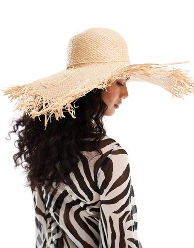 Cappello a falda larga con bordi grezzi di colore naturale - Accessorize - Modalova